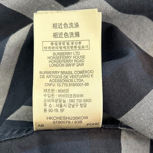 Burberry Brit Check Print Button Down Shirt in Ink Blue Size XL - Picture 8 of 10